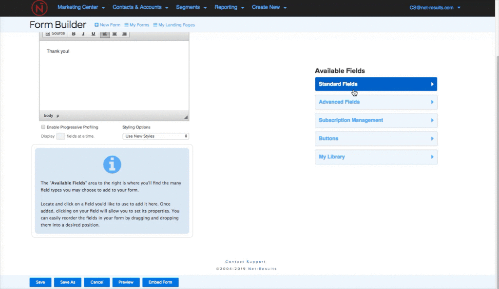 Build A Form – Net-Results Knowledge Base